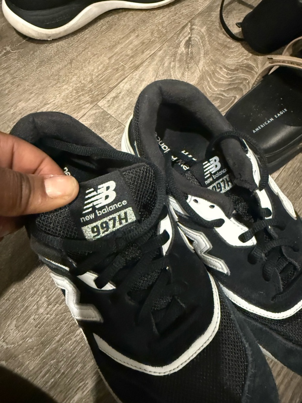 New Balance Black and White 997 Sneakers